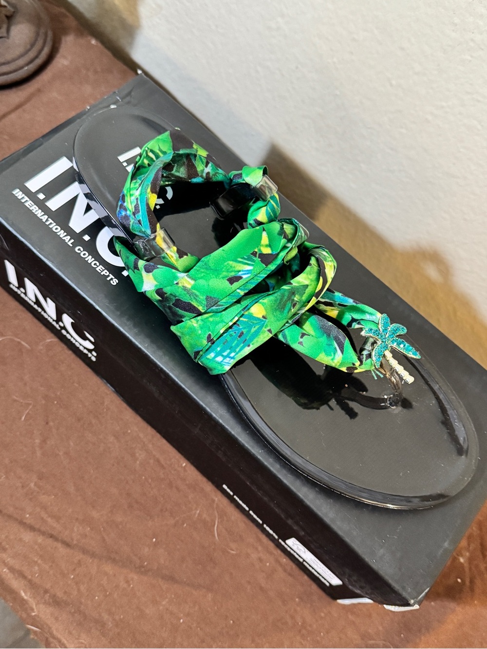 INC International Concepts Kids Green Tropical Palm-Accent Sandal